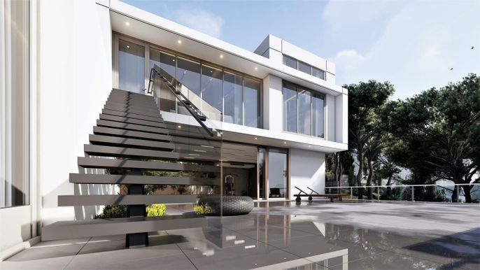 Backyard, Exterior, Facade, Modern