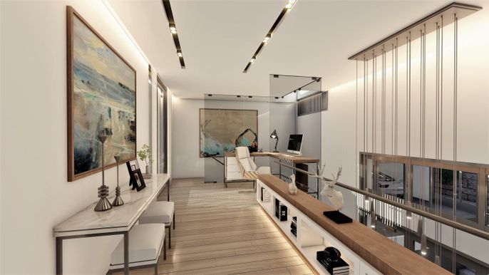 Home Office, Interior, Wood Texture Flooring