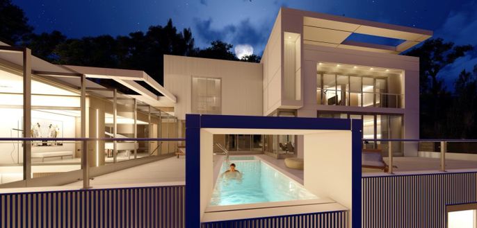 Exterior, Facade, Modern