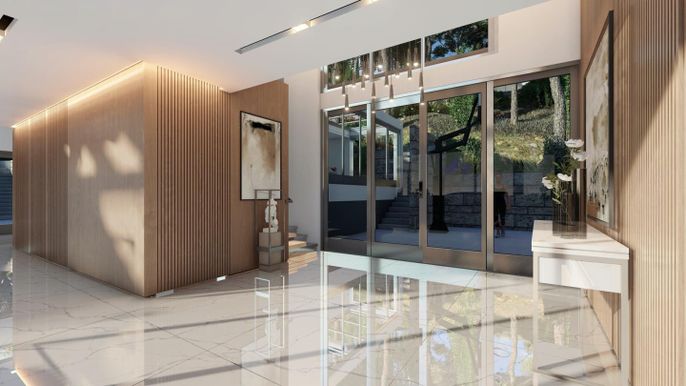 Interior, Marble, Recessed Lighting