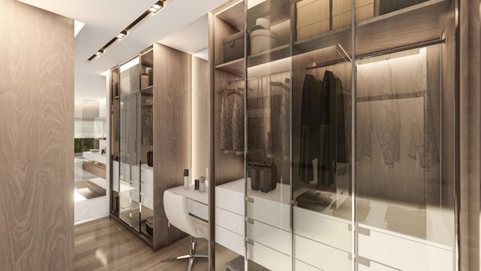 Interior, Walk-in Closets, Wood Texture Flooring