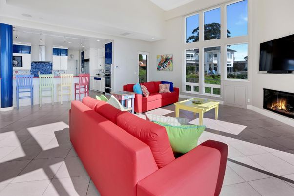 Fireplace, Interior, Kitchen, Living room, Recessed Lighting
