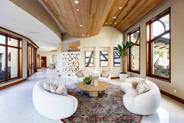 Interior, Living room, Recessed Lighting, Wooden Ceilings