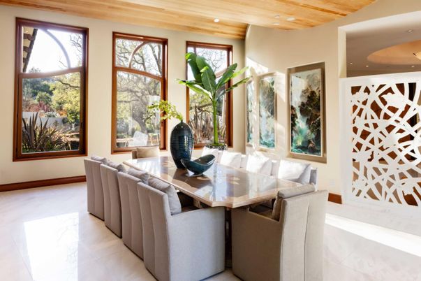 Dining room, Interior, Recessed Lighting, Wooden Ceilings