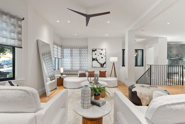 Interior, Living room, Recessed Lighting, Wood Texture Flooring