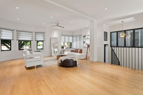 Interior, Living room, Pendant Lights, Recessed Lighting, Wood Texture Flooring