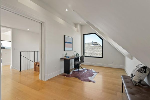 Home Office, Interior, Recessed Lighting, Wood Texture Flooring