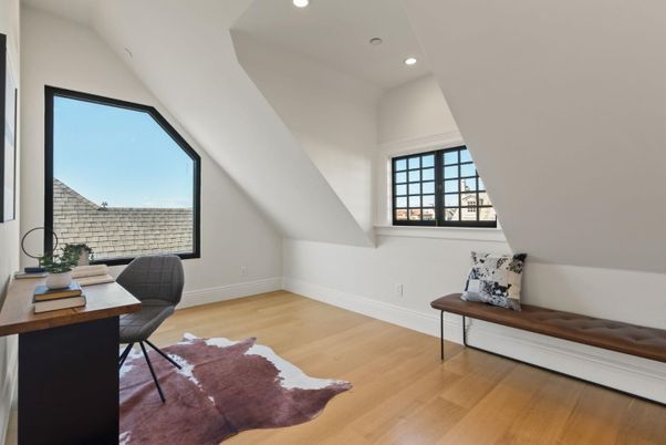 Home Office, Interior, Recessed Lighting, Wood Texture Flooring