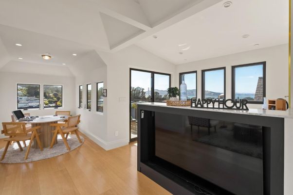 Dining room, Interior, Recessed Lighting, Water, Wood Texture Flooring