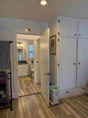 Bathroom, Interior, Recessed Lighting, Wood Texture Flooring