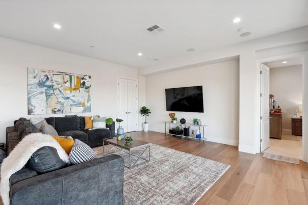 Interior, Living room, Recessed Lighting, Wood Texture Flooring