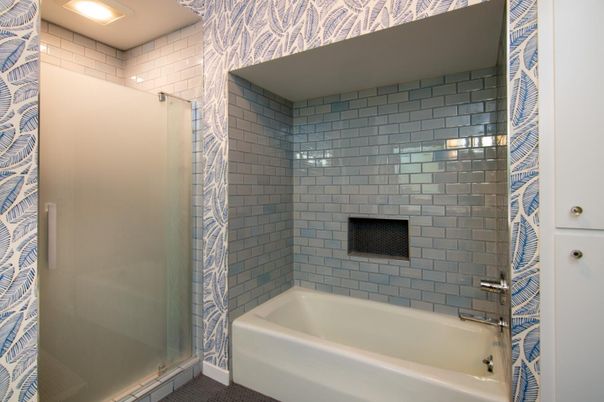 Bathroom, Glass Shower, Interior, Recessed Lighting
