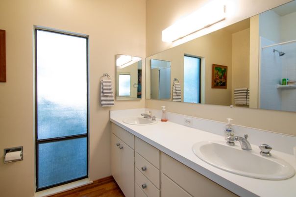 Bathroom, Dual Sink Vanities, Interior, Wood Texture Flooring