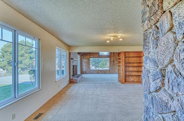 Empty room, Fireplace, Interior, Wooden Walls