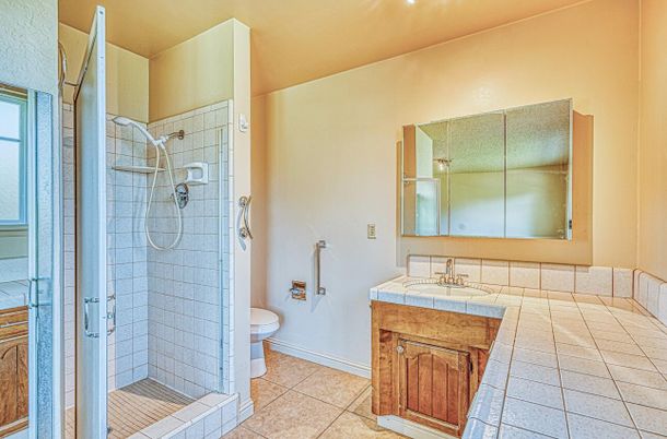 Bathroom, Glass Shower, Interior, Tile Countertops
