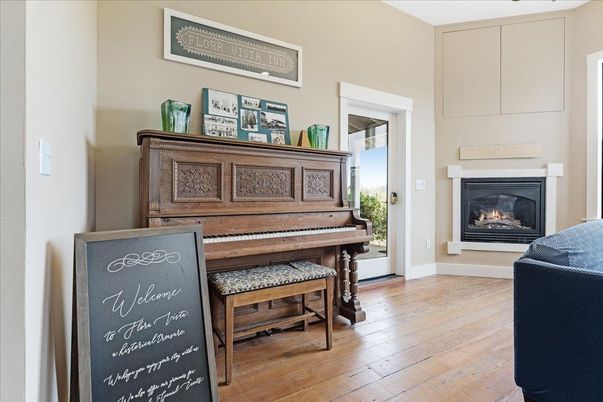 Fireplace, Interior, Piano, Wood Texture Flooring