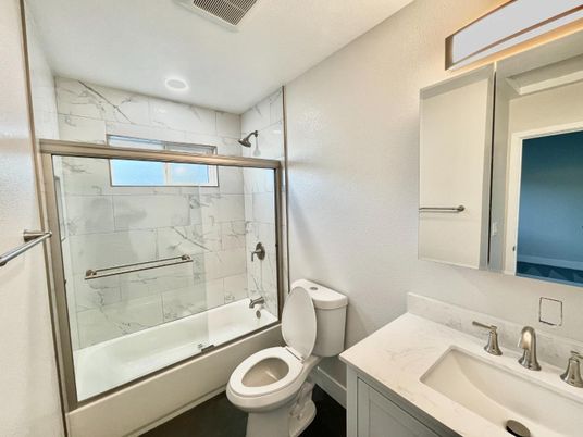 Bathroom, Glass Shower, Interior, Marble Walls, Recessed Lighting