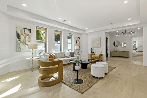 Interior, Living room, Recessed Lighting, Wood Texture Flooring