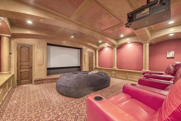 Home Theatre Room, Interior, Projection Screen, Recessed Lighting, Theatre Room