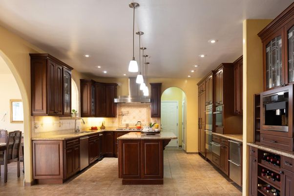 Interior, Kitchen, Pendant Lights, Recessed Lighting, Stainless Steel Appliances