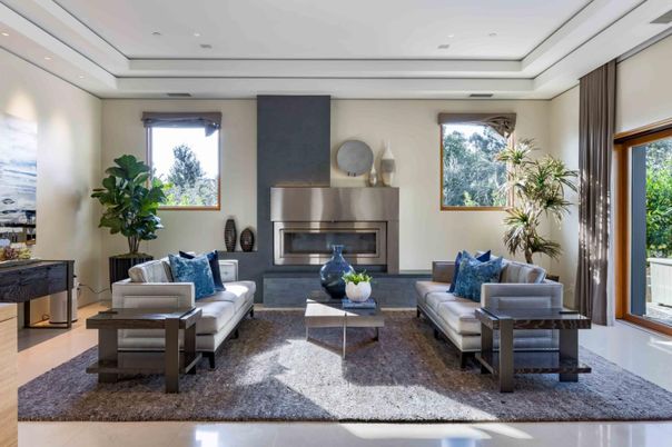 Fireplace, Interior, Living room, Recessed Lighting