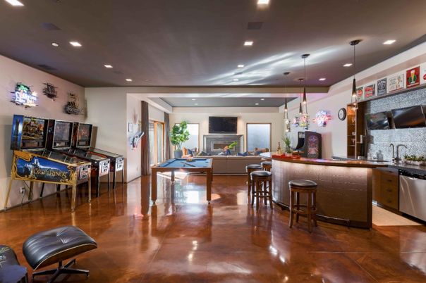 Billiard Table, Game Room, Interior, Kitchen, Pendant Lights, Recessed Lighting