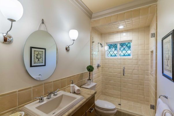 Bathroom, Glass Shower, Interior, Recessed Lighting