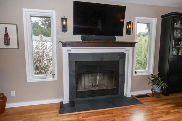 Fireplace, Interior, Wood Texture Flooring