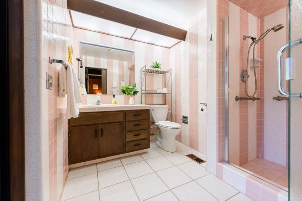 Bathroom, Glass Shower, Interior, Tile Countertops