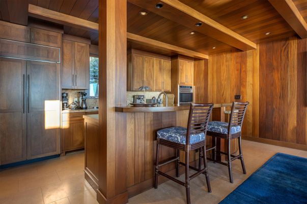 Interior, Kitchen, Recessed Lighting, Stainless Steel Appliances, Wooden Beams, Wooden Ceilings, Wooden Walls