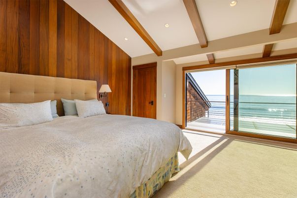 Bedroom, Interior, Recessed Lighting, Water, Wooden Beams