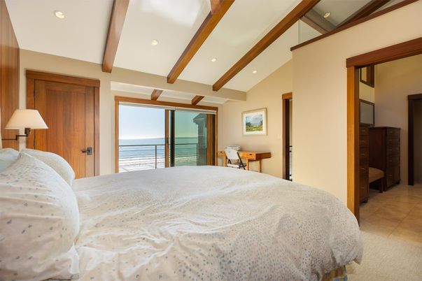 Bedroom, Interior, Recessed Lighting, Water, Wooden Beams
