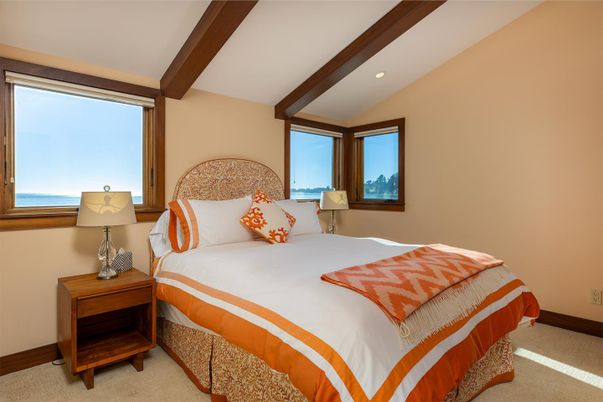 Bedroom, Interior, Recessed Lighting, Water, Wooden Beams