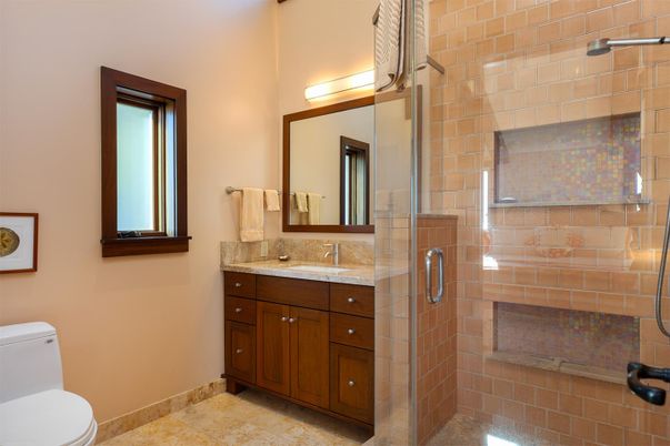 Bathroom, Glass Shower, Interior, Stone Walls