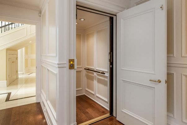 Elevator, Interior, Recessed Lighting, Wood Texture Flooring