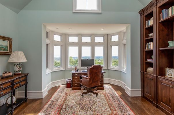 Home Office, Interior, Recessed Lighting, Wood Texture Flooring