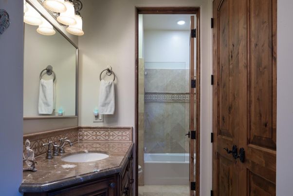 Bathroom, Glass Shower, Interior, Recessed Lighting