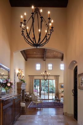 Chandelier, Fireplace, Interior, Living room, Wooden Beams, Wooden Ceilings, Wood Texture Flooring