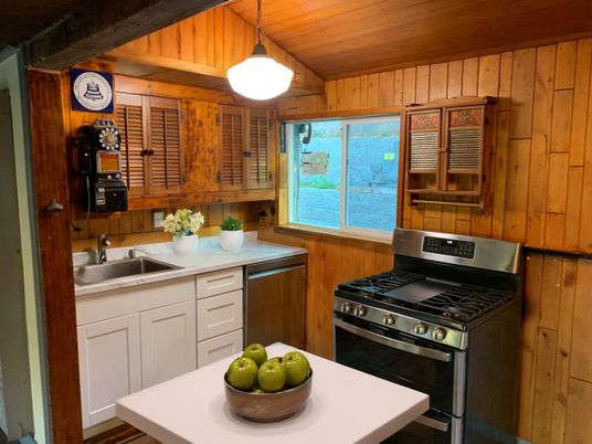 Interior, Kitchen, Pendant Lights, Stainless Steel Appliances, Wooden Ceilings, Wooden Walls