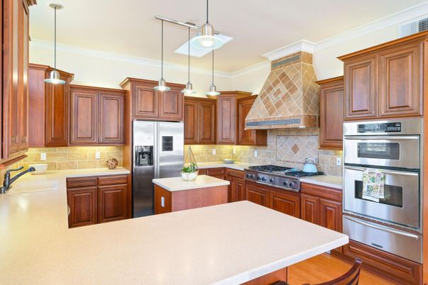 Interior, Kitchen, Pendant Lights, Stainless Steel Appliances, Wood Texture Flooring