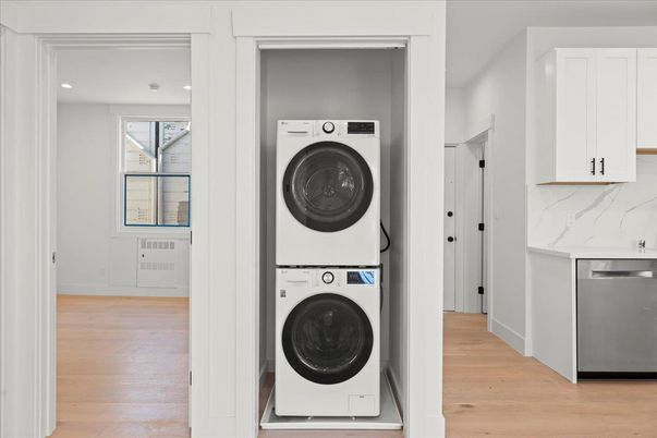 Interior, Recessed Lighting, Utility Closets, Washer, Wood Texture Flooring