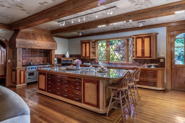 Interior, Kitchen, Stainless Steel Appliances, Wooden Beams, Wood Texture Flooring