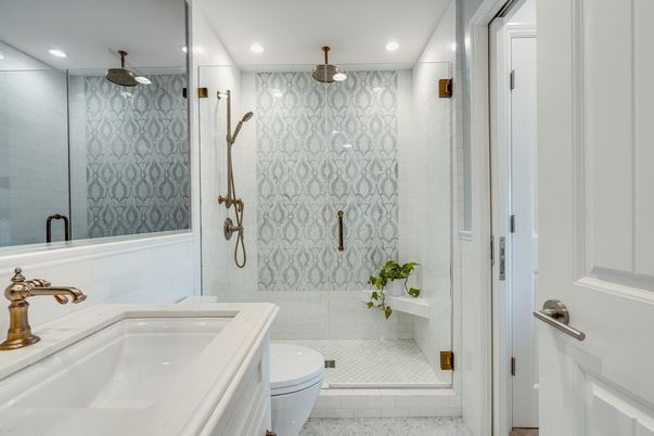 Bathroom, Glass Shower, Interior, Recessed Lighting
