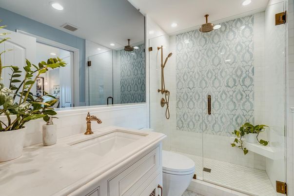 Bathroom, Glass Shower, Interior, Recessed Lighting