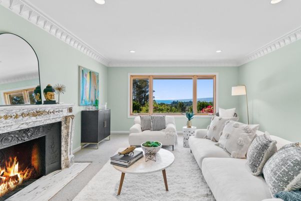 Fireplace, Interior, Living room, Recessed Lighting, Water