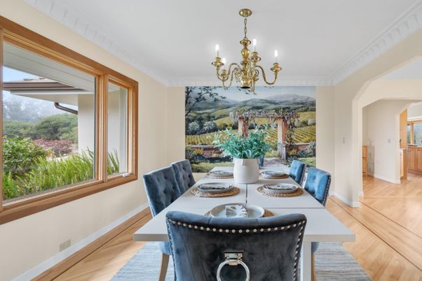 Chandelier, Dining room, Interior, Wood Texture Flooring