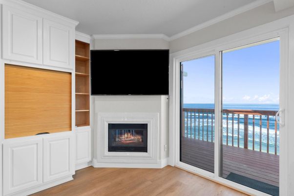 Fireplace, Interior, Water, Wood Texture Flooring