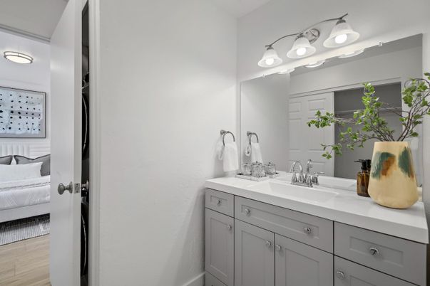 Bathroom, Bedroom, Dual Sink Vanities, Interior, Wood Texture Flooring