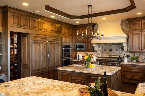 Chandelier, Interior, Kitchen, Pendant Lights, Recessed Lighting, Stainless Steel Appliances