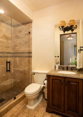 Bathroom, Glass Shower, Interior, Recessed Lighting